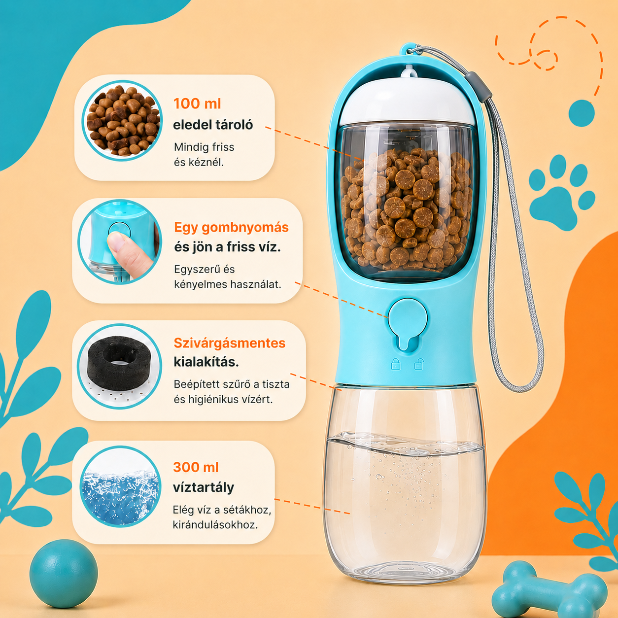 Snack & Go™        2 az 1-ben kutyaitató és etető